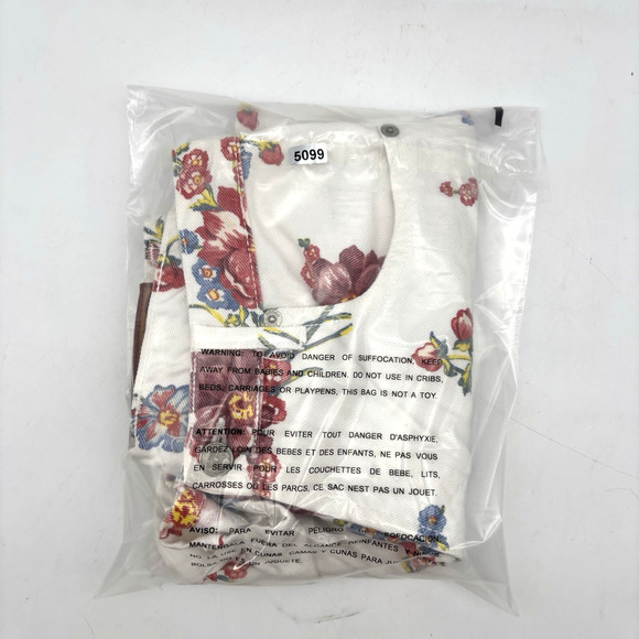 Vintage 80s 90s BONGO White & Floral Print Denim High Rise Mom Shorts Jr 1 25x2" - Picture 14 of 14